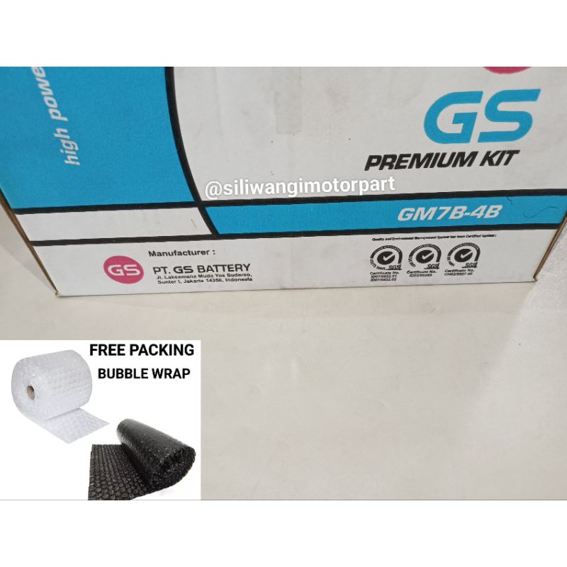 Aki Motor Accu Basah GS GM7B-4B Nouvo Scorpio Z Tiger ASLI GS ASTRA 100%