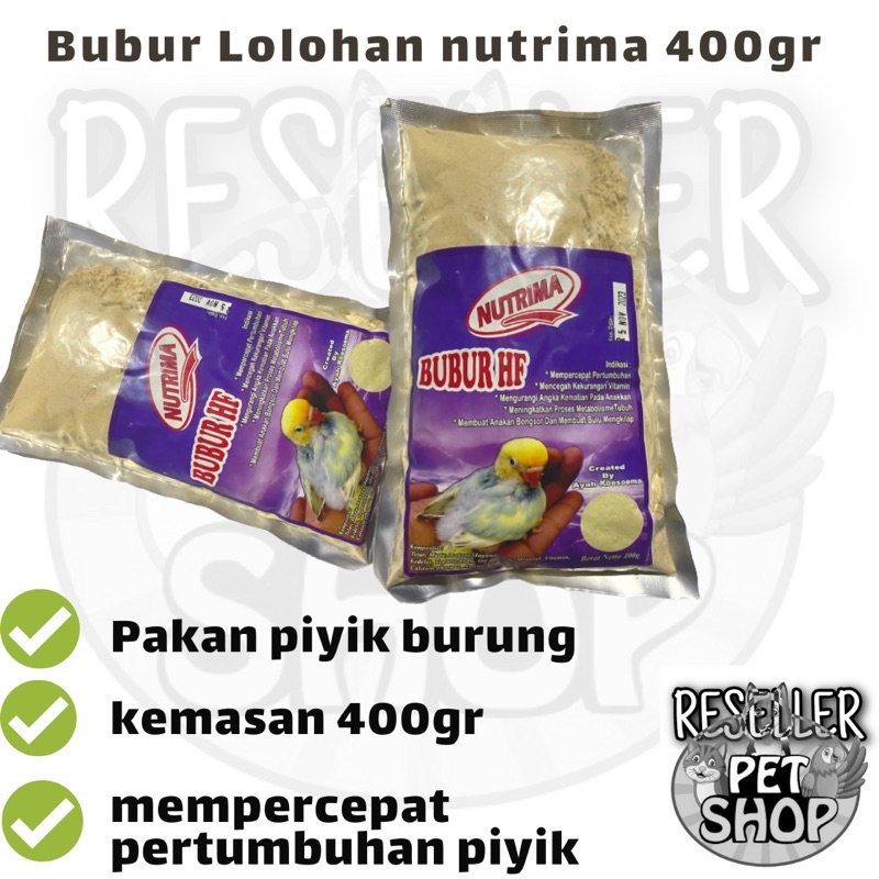 Pakan burung bubur lolohan nutrima 400 gr bubur loloh anakan burung pakan loloh lovebird