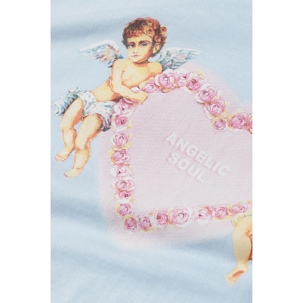 H&amp;M Printed T-Shirt Kaos Wanita Angelic Soul Baby Blue Original