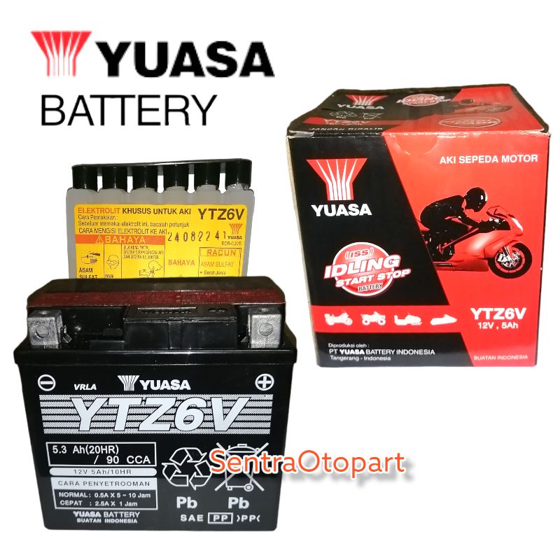 Aki accu kering yuasa vario 125 150 pcx 150 ytz6v original