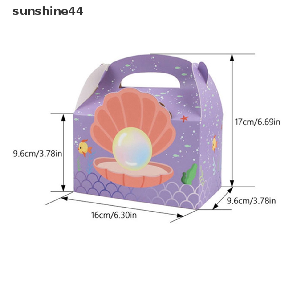 Sunshine 6Pcs Mermaid Candy Box Underwater World Favor Gift Box Kotak Kemasan Kue.