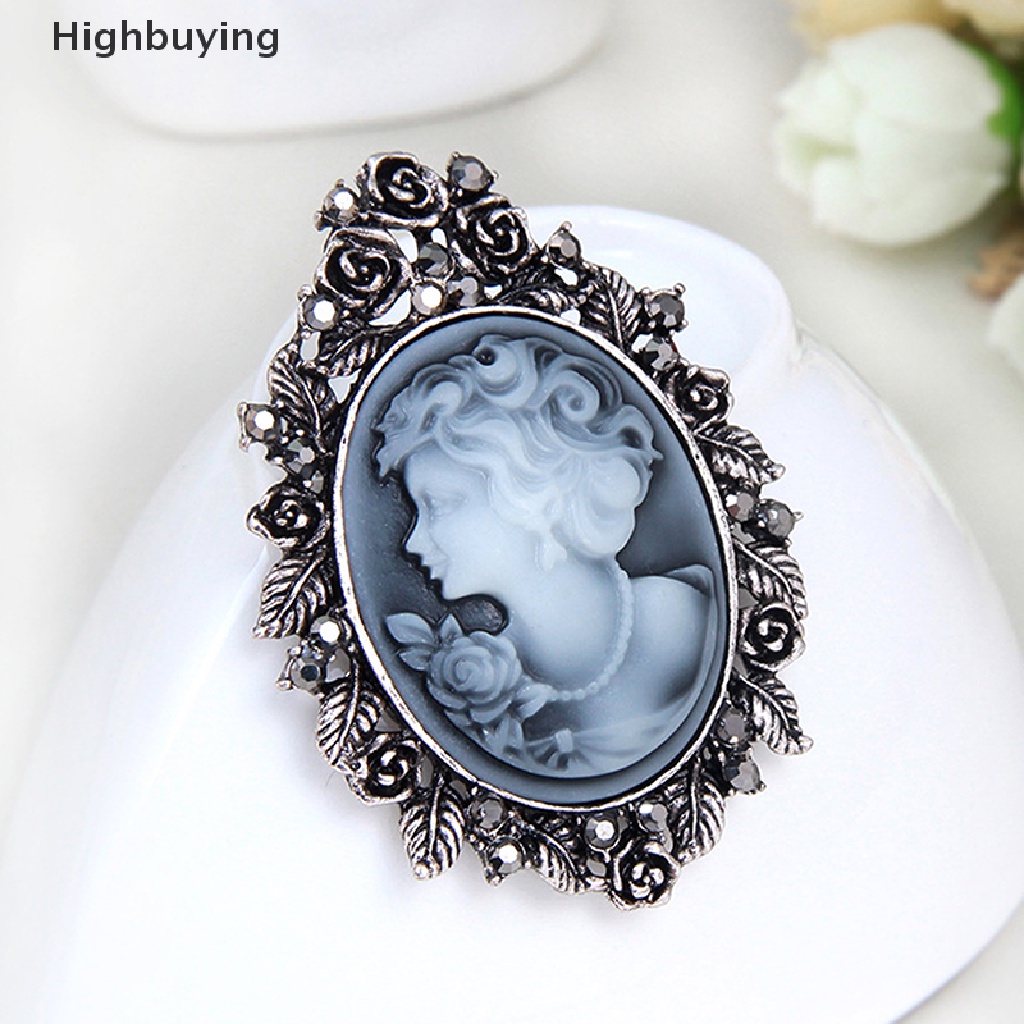 Hbid 1X Vintage Cameo Victorian Style Kristal Pesta Pernikahan Wanita Liontin Bros Pin Glory