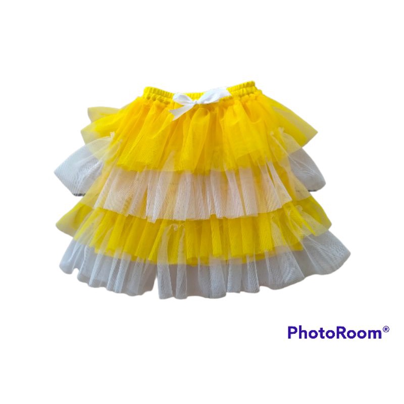 gbm - rok tutu 4 layer kuning kombinasi putih - rok murah