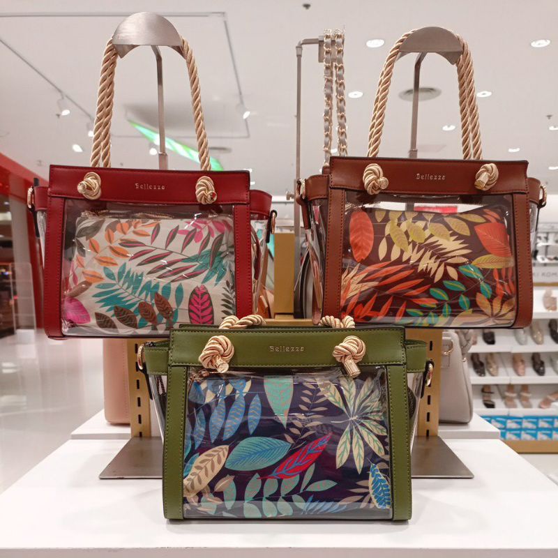Terbarunya Handbag Transparan Bellezza 19242 Original Counter Depstore Tas Wanita Jinjing Shoulder B