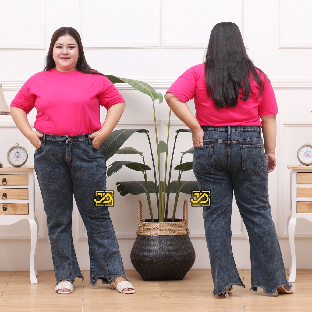 Jumbo Highwaist Cutbray Rawis Rumbai Jeans Big Size 27-42