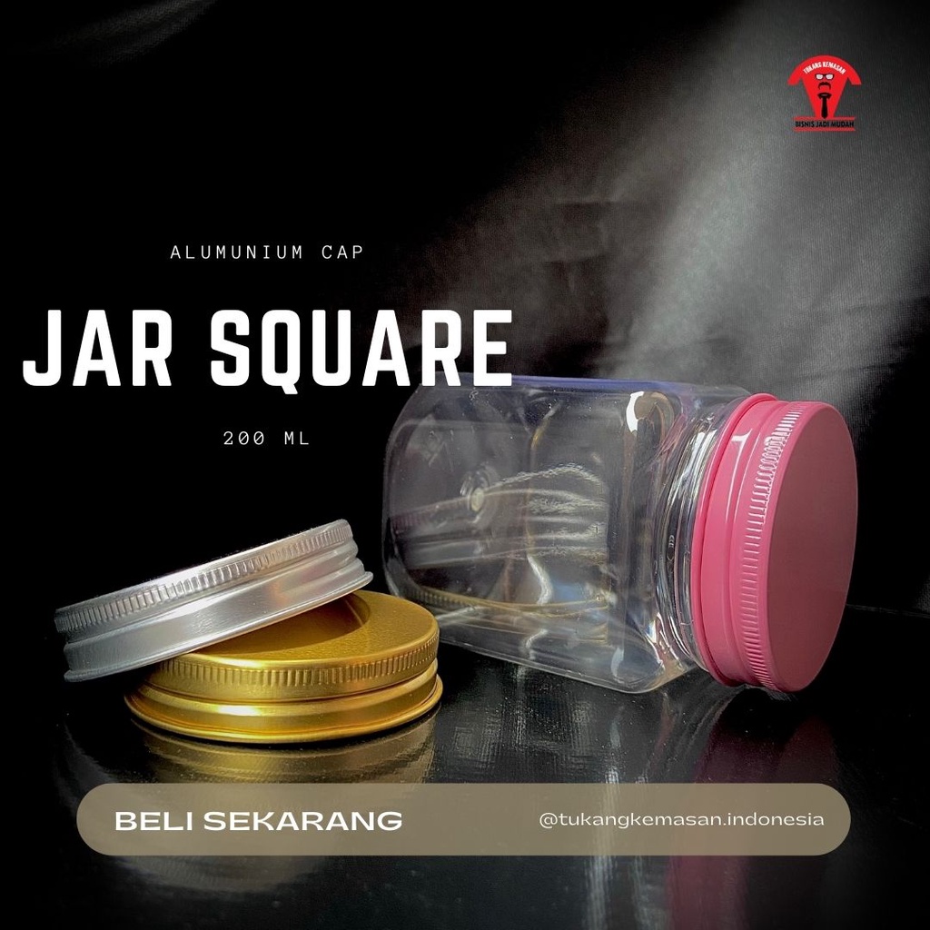 (16 pcs) Jar Square 200 ml Tutup Alumunium