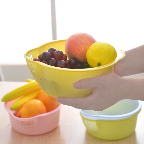 Baskom Saringan Cuci Beras Sayur Buah Kacang Tirus Air