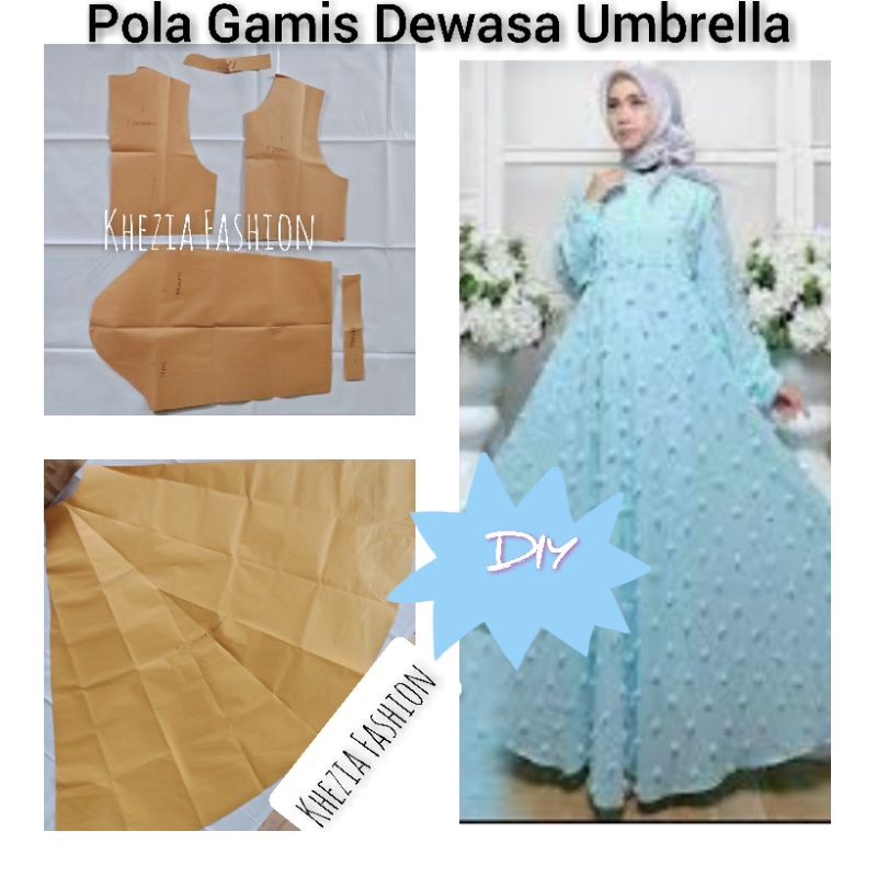 Pola Gamis Umbrella Dewasa (JUAL POLA BUKAN BAJU)