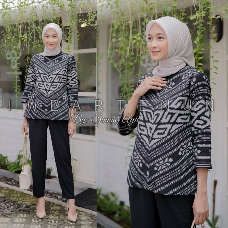 BLOUSE ATASAN RESLETING DEPAN, BAJU KERJA HARIAN