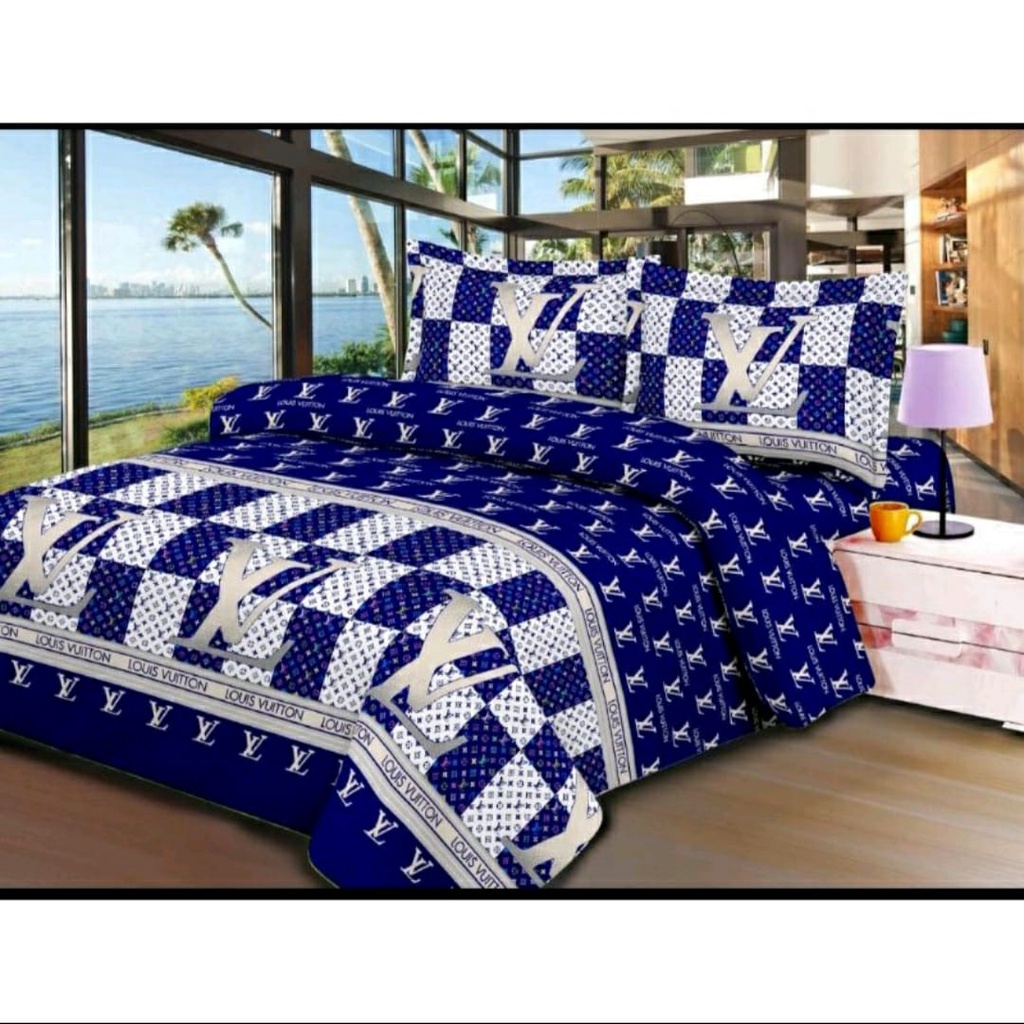 Seprai Sprei Seprei Murah 160x200, Sprei Homemade LV 100x200, Sprei LV Biru