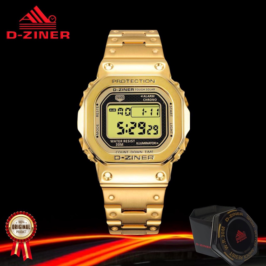 Jam Tangan Pria D-ziner8247 Kualitas Original Watert Resist Bahan Rantai/Jam Tangan Pria Digital