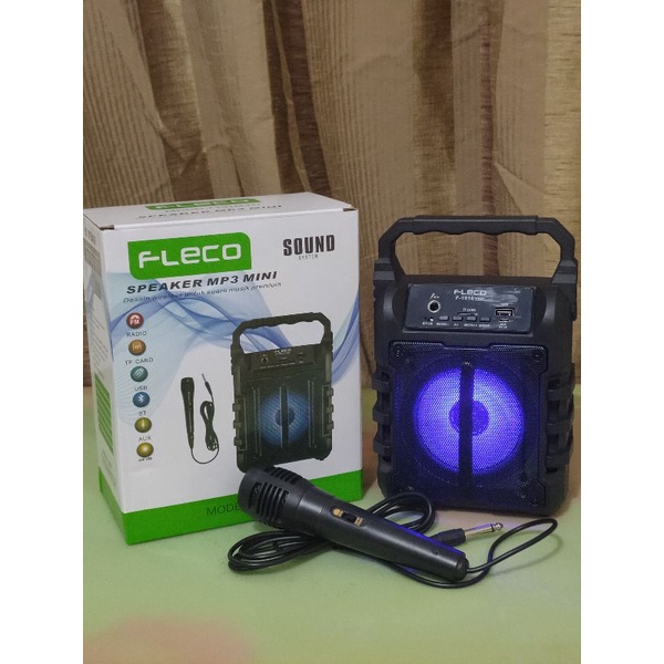 SPEAKER BLUETOOTH FLECO F-1916LED SPEAKER PORTABEL WIRELESS SUPER BASS BONUS MIC