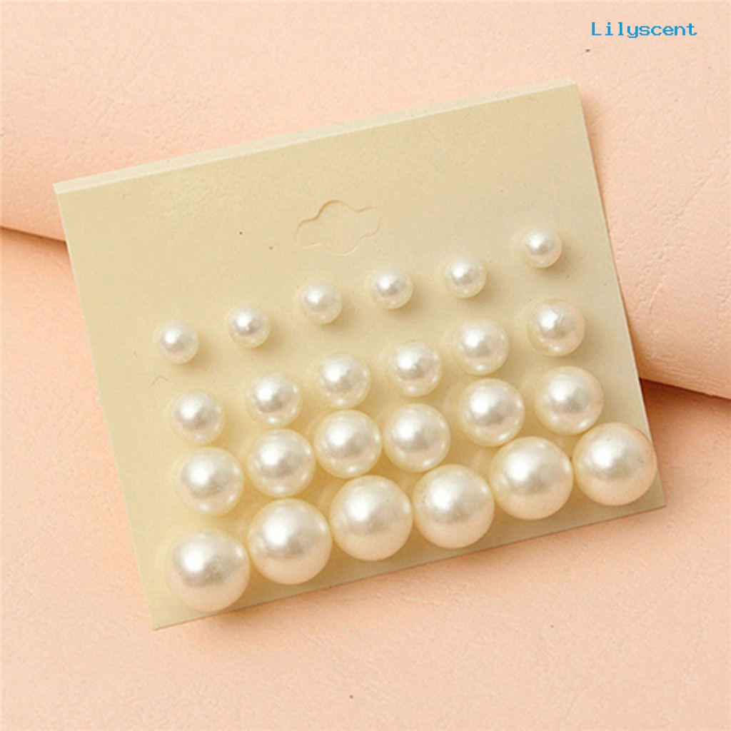 [LS] 12pasang Ear Stud All-match Mutiara Imitasi Elegan Menarik Untuk Pesta