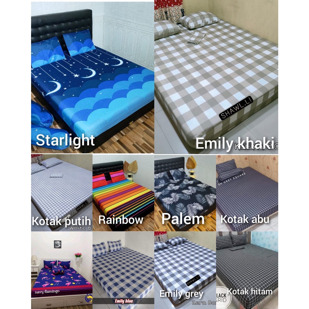 sprei set karet ukuran 140x200x15 &amp; 140x200x20