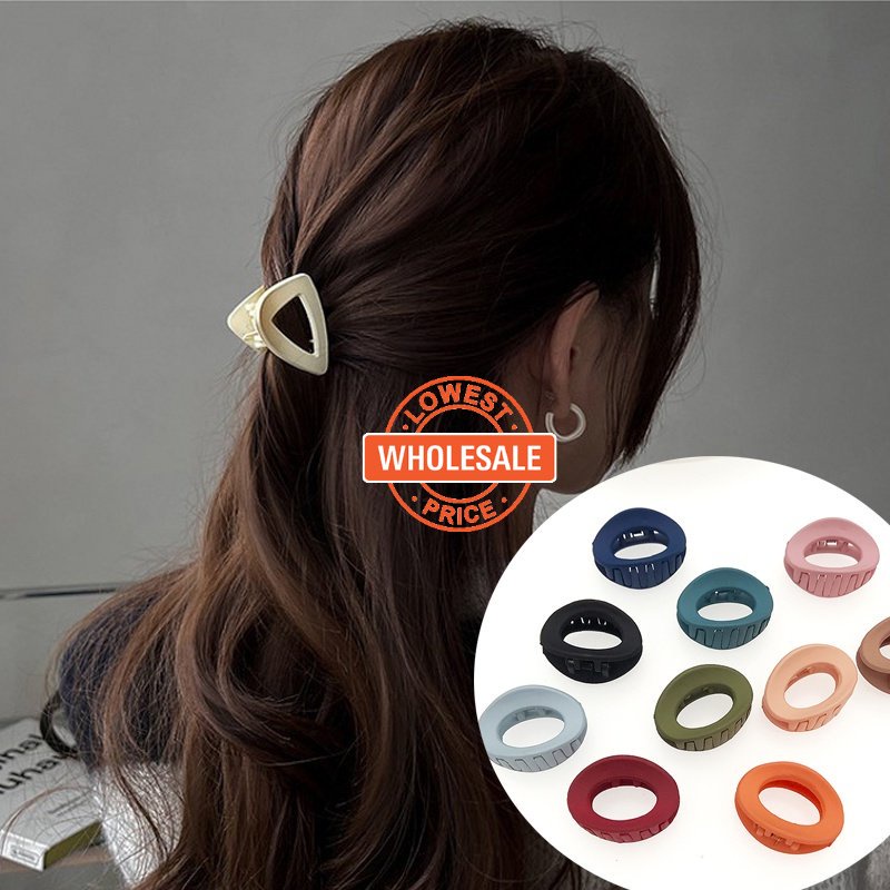 [Harga Grosir]1pc Jepit Rambut Cakar Ponytail Mini Bahan Akrilik Warna Solid Gaya Vintage Geometris Untuk Wanita/Hot Sale