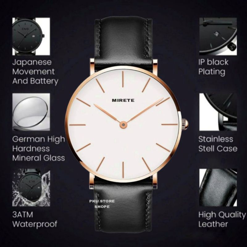 Jam Tangan Pria Tali Kulit Tahan Air KASUAL Analog / Realpick Sesuai Foto Jam Tangan Kasual Fashion Pria Water Resistant