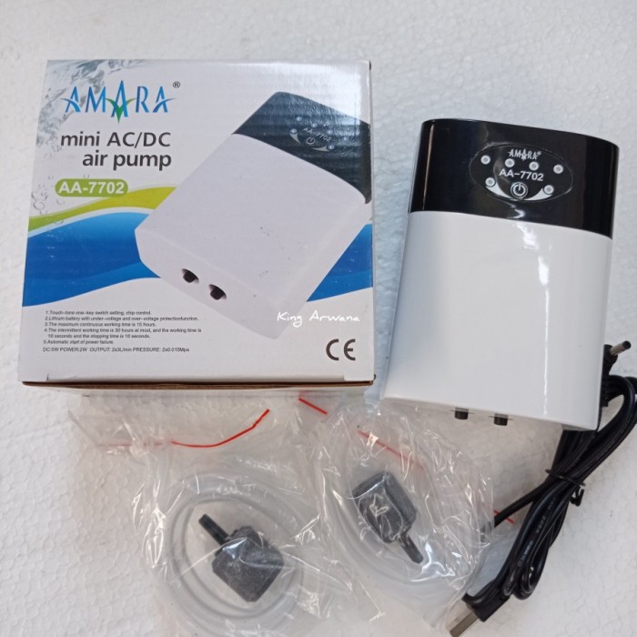 ac mini Amara Mini AC/DC AA 7702 2 Lubang Aerator USB Air Pump ACDC Emergency (L9Z4) ac mini mobil p