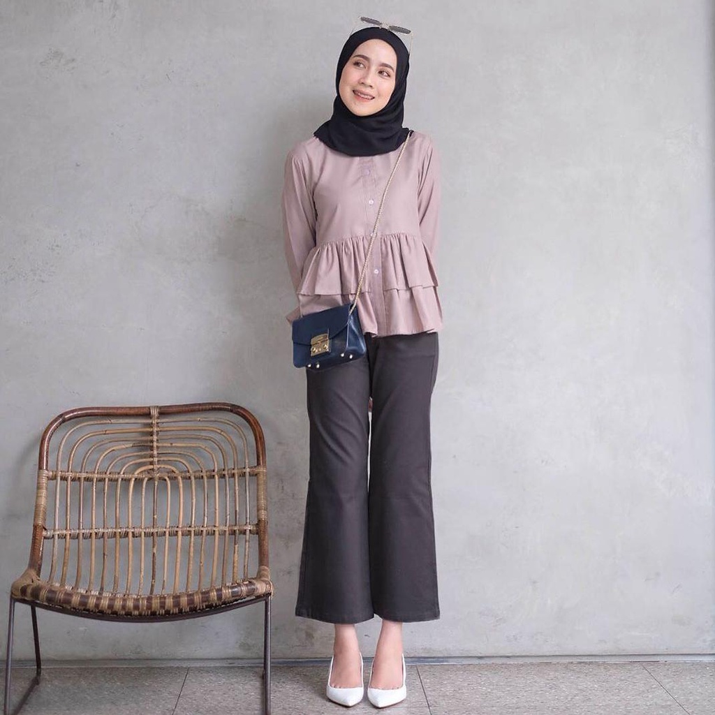 Celana Cutbray Wanita Anti Kusut - Celana Highwaist Wanita Bahan Jatuh Celana Kantor Formal Celana Casual Wanita Jubre