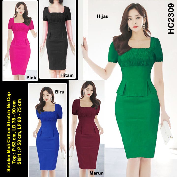 HC2309 Setelan Midi Cotton No Cup Stretch / Stelan Midi Seksi / Setelan Midi Dress Sexy