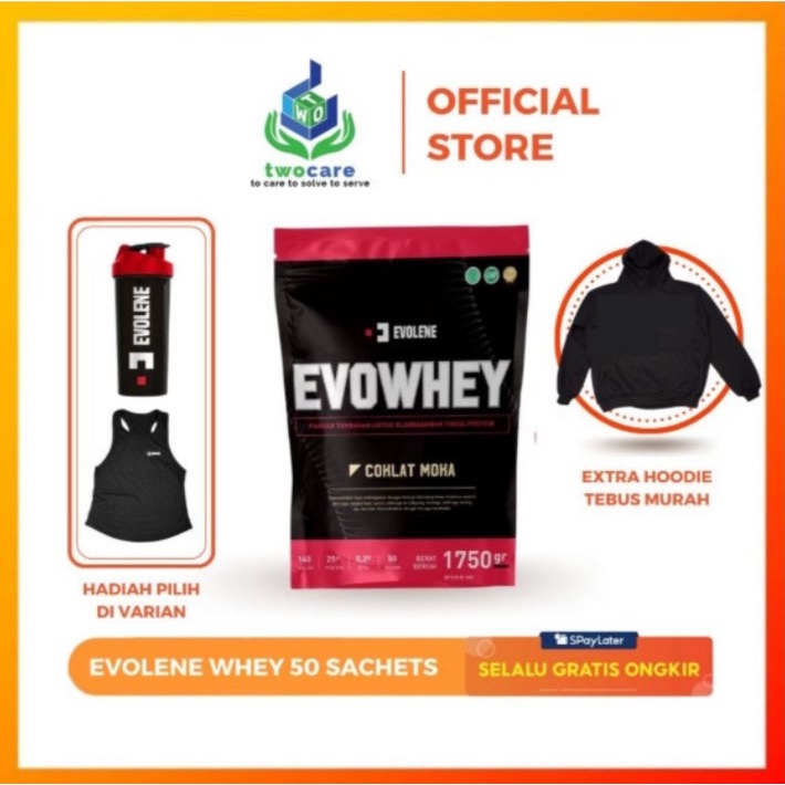 Evolene Whey Protein 50 sachets 1,9 kg/ Evo Whey BPOM dan Halal