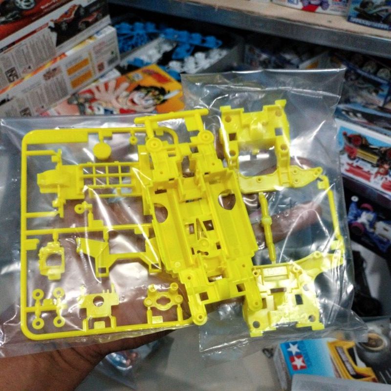 Tamiya Chassis Ms Pro kuning Yellow Fluorescent + Gearbox + NT