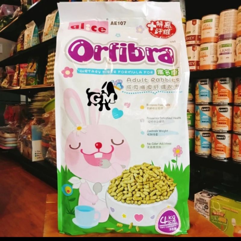 AE107 Makanan Kelinci ALICE Orfibra Adult Rabbit Food Pellet 4kg
