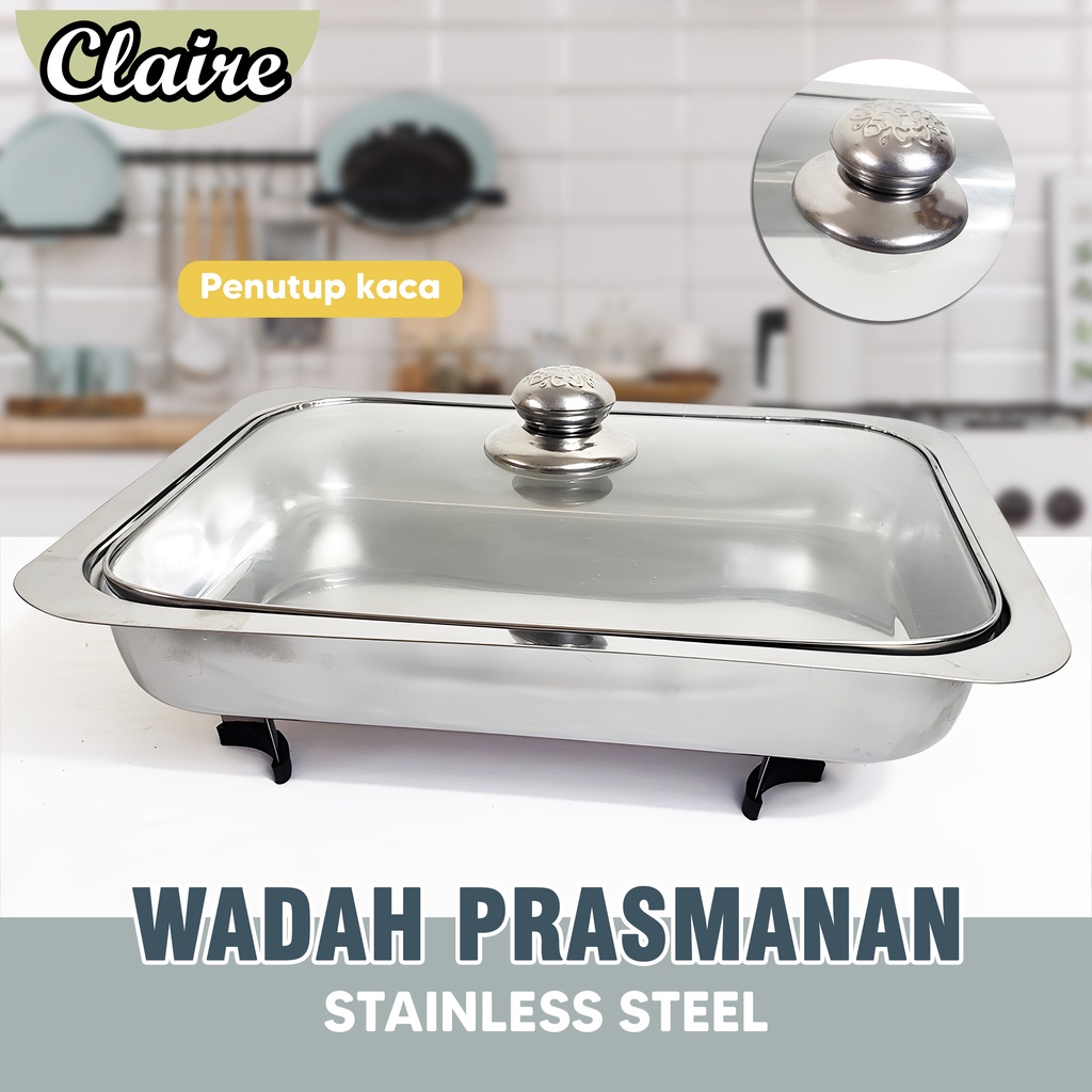 CHAFING DISH / WADAH MAKAN PRASMANAN / WADAH FAST FOOD TUTUP KACA STAINLESS STEEL