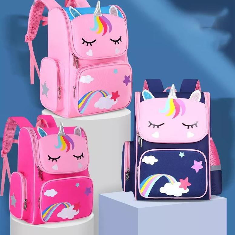 LHQET8064 Tas Sekolah Dasar untuk Anak Perempuan 6-12 Tahun Tas Tangan Anak-anak Lucu 3D Kartun Rans