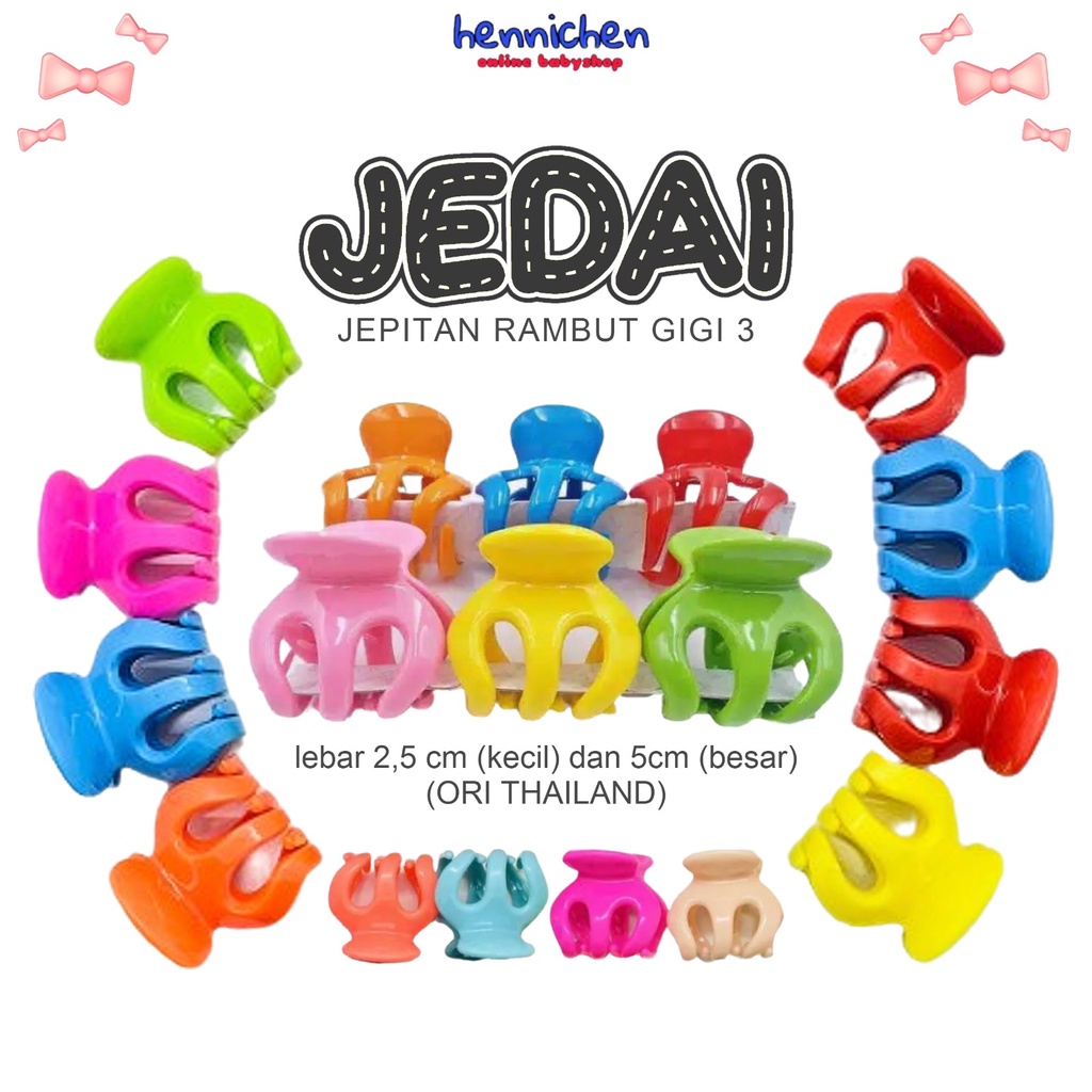 Jepitan Rambut Gigi 3 KECIL DAN BESAR / Jedai 2.5 CM DAN 5CM  Besar / Jepitan Badai Besar