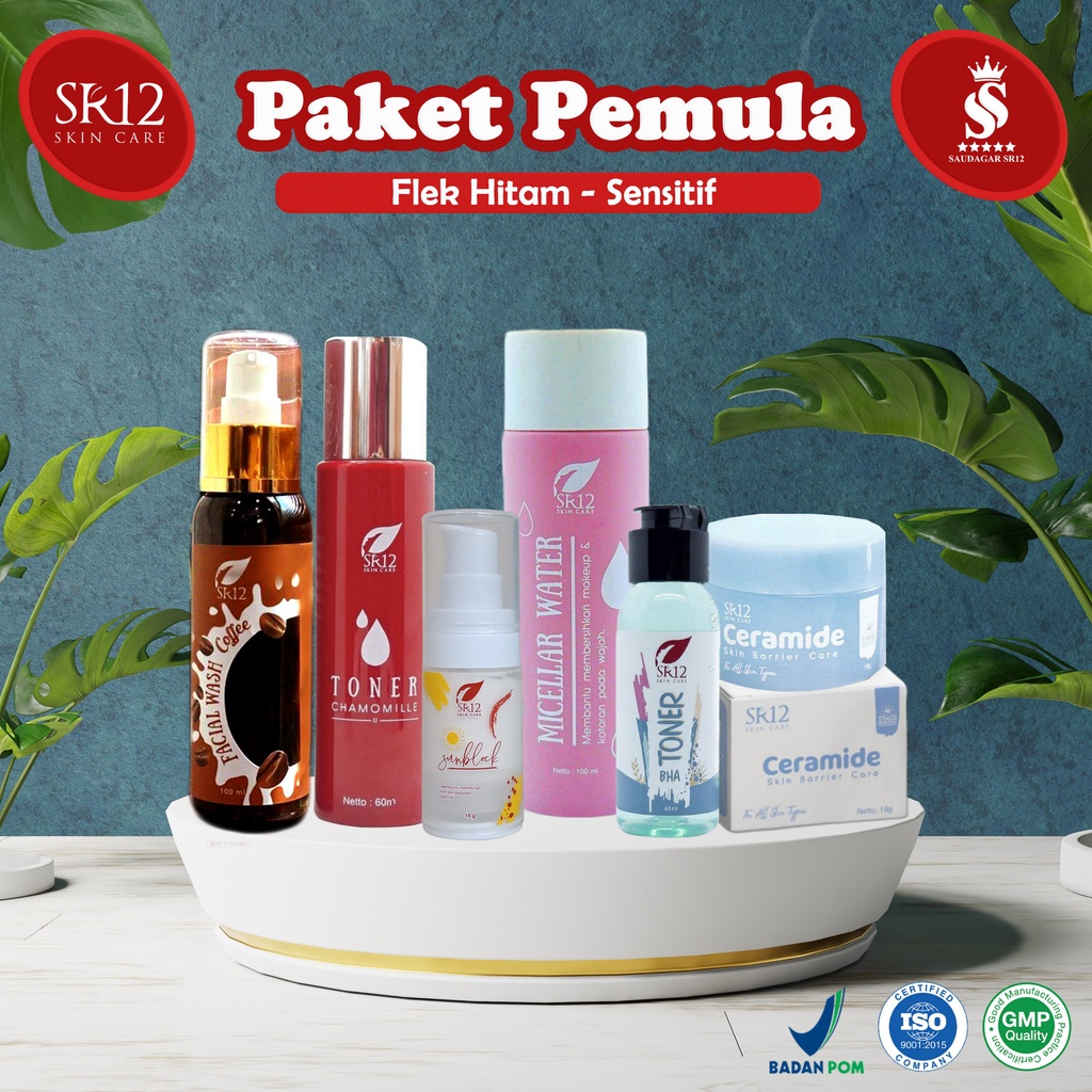 Paket pemula Sr12 Menetralkan kulit wajah Mencerahkan Memperbaiki skin barrier kulit Bpom