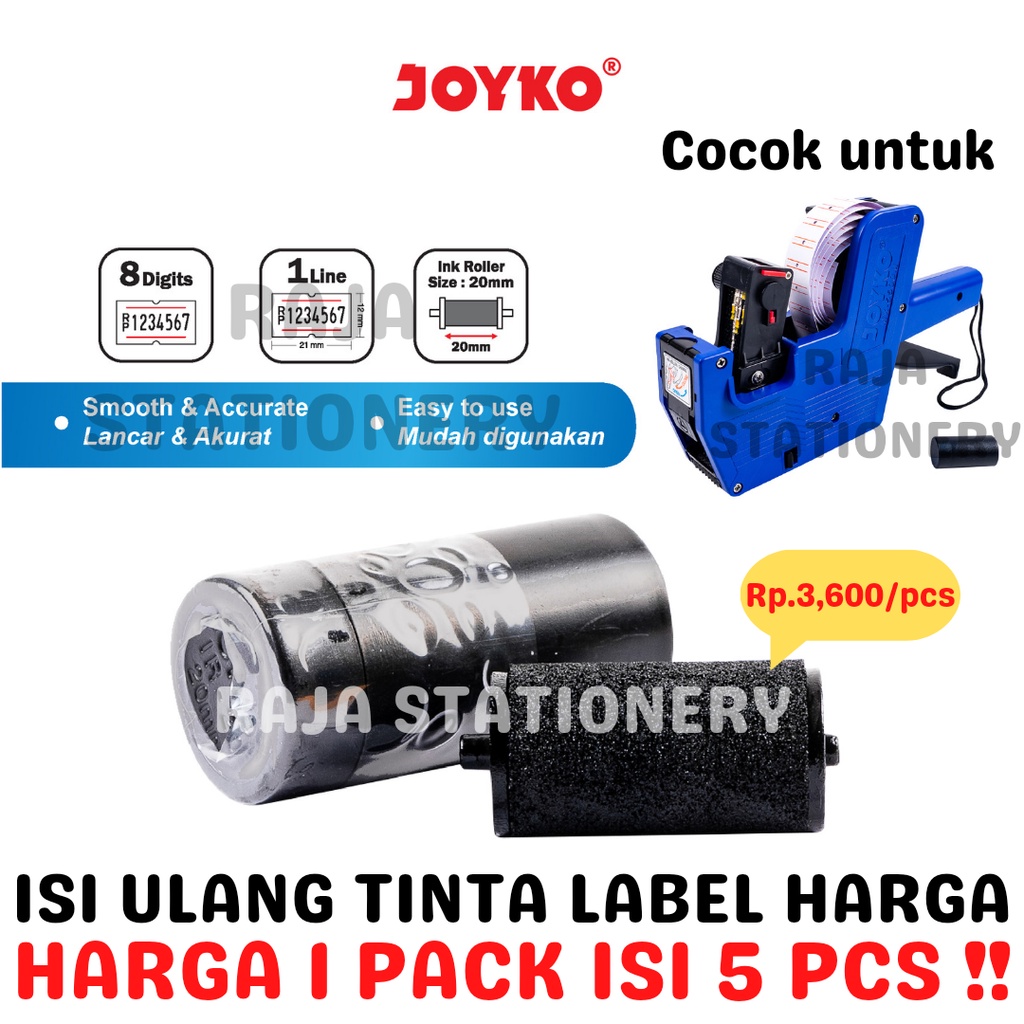 

JOYKO REFILL PRICE LABELLER MX-5500M INK ROLLER JOYKO ISI ULANG TINTA LABEL HARGA HITAM [5PCS]