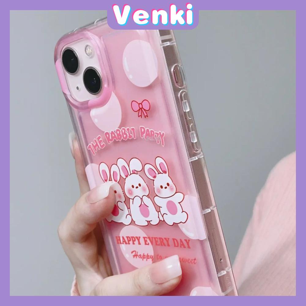 Case For iPhone 14 Pro Max TPU Soft Jelly Airbag Clear Case Cute Pink Rabbit Camera Protection Shockproof For iPhone 14 13 12 11 Plus Pro Max 7 Plus X XR