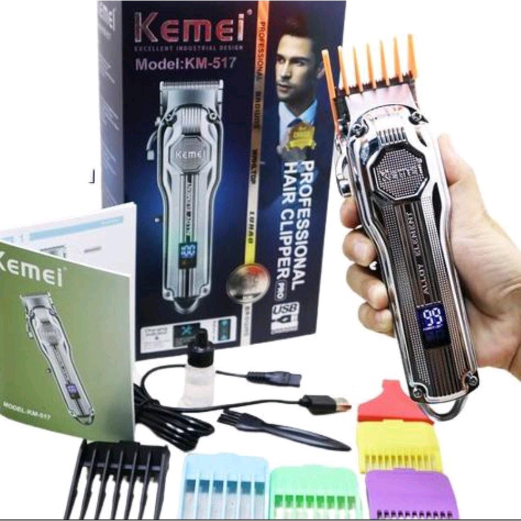 KEMEI 517 ORIGINAL Alat Cukur Cukuran Pangkas Rambut CAS Hair Clipper LCD KM517 KM-517