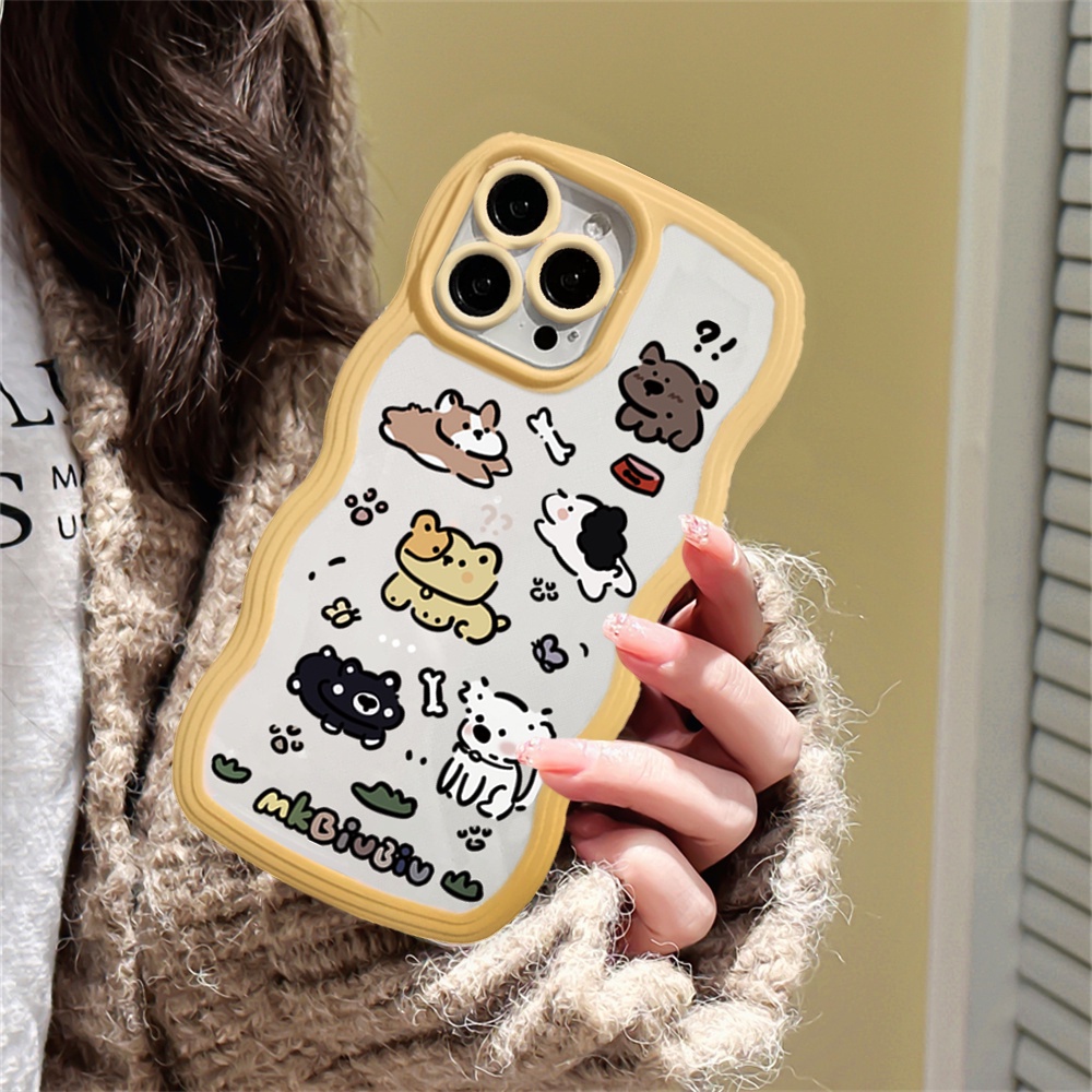 Case Kartun Anjing Lucu OPPO A57 2022 A77S A17 A16 A16K A15 A54 A12 A5S A7 A94 A93 A3S A11k A53 A31 A52 A92 A37 F9 A1K A76 A36 5F A9 2020 Wave Edge TPU Phone Case Cover