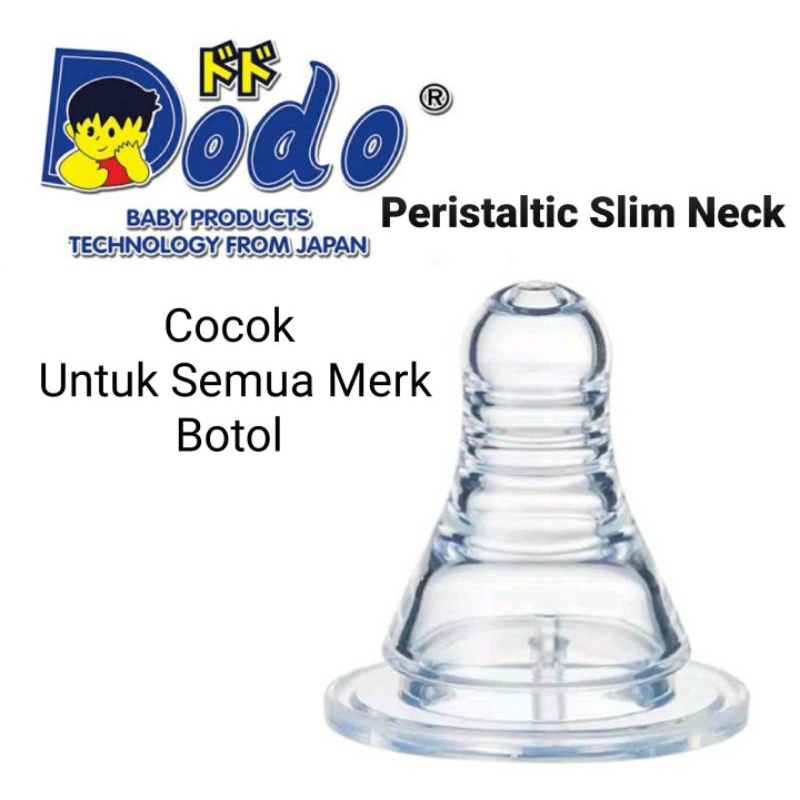 Nipple Peristaltic Slim Neck Dodo | Zippy S M L | Cocok Semua Botol | Nipple Slim Neck Silicone Lembut