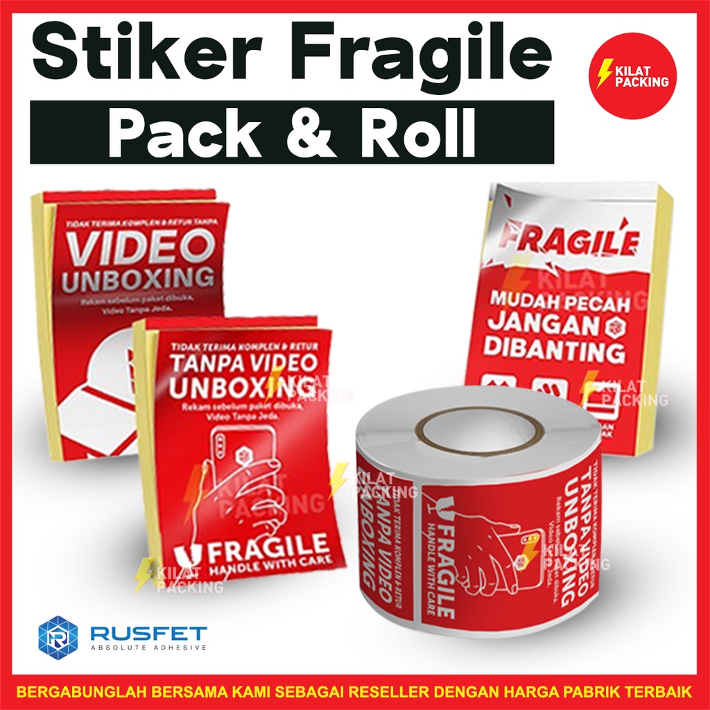 

Sticker Unboxing with FRAGILE Rusfet | Tempelan / Label WAJIB VIDEO BUKA PAKET | Stiker Fragile Murah /PACK