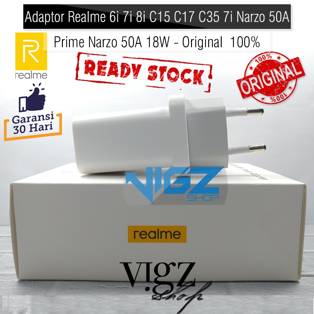 Adaptor Realme 6i 7i 8i C15 C17 C35 Narzo 50A Prime Narzo 50A 18W Original 100%