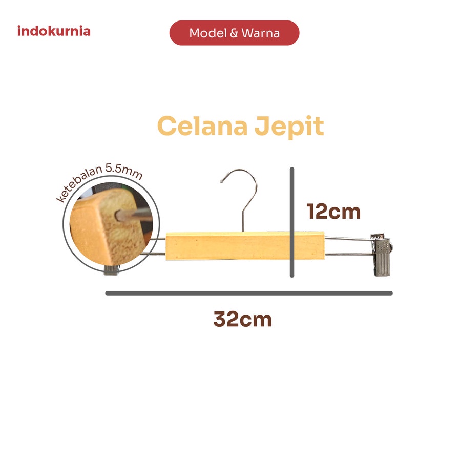 IK - GANTUNGAN PREMIUM WOOD HANGER CLIPS DEWASA JEPIT BESI PREMIUM