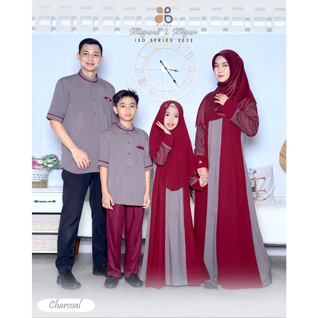Sarimbit Keluarga Baju Couple Nubua Sarimbit Rayana dan Royan Charcoal