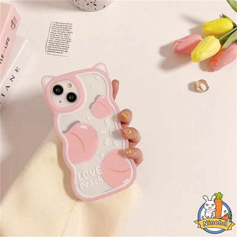 IPHONE Casing Kompatibel Untuk Iphone14 13 12 11 Pro Max X Xr Xs Max8 7 6 6s Plus SE Gaya Kecil Segar Telinga Kucing Casing Ponsel Silikon Transparan Tahan Jatuh Soft Case Cover Pelindung