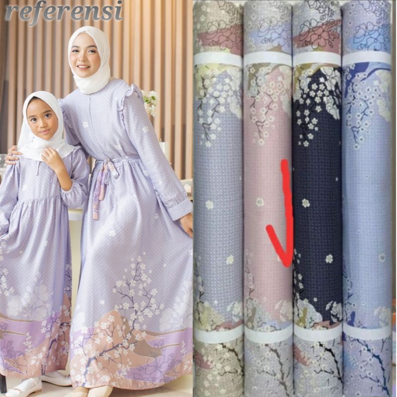 Kain Dr Silk Original Motif Bunga Sakura harga setengah meter