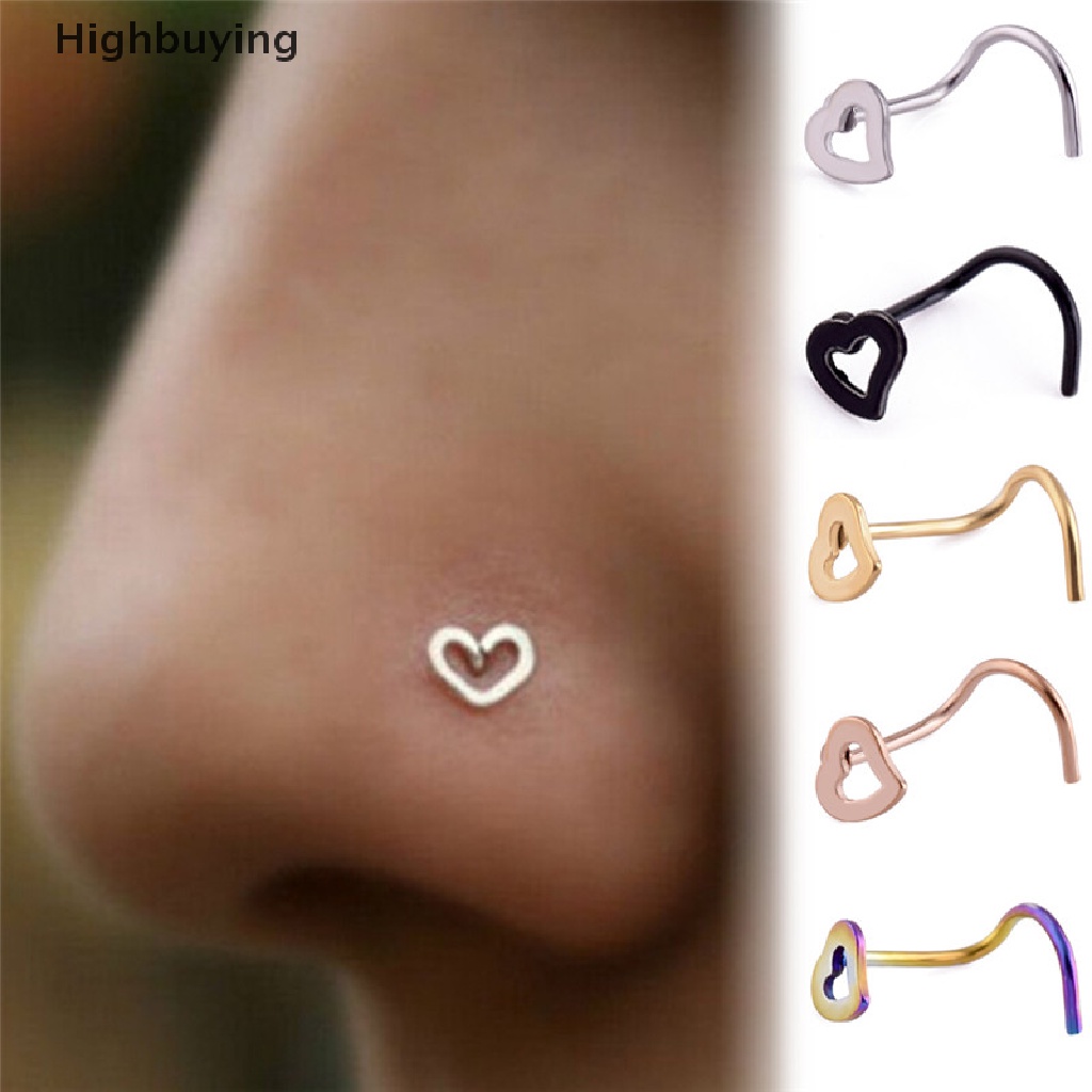 Hbid Cincin Bibir Hidung Telinga Stainless Steel Hoop Love Nose Ring Perhiasan Punk Glory