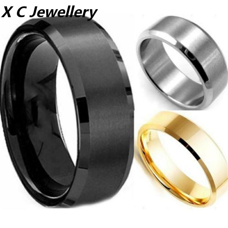 [X C jewelry] Lebar 8MM Pria Dan Wanita Modis Cincin Anti Karat Aksesoris Perhiasan Pesta