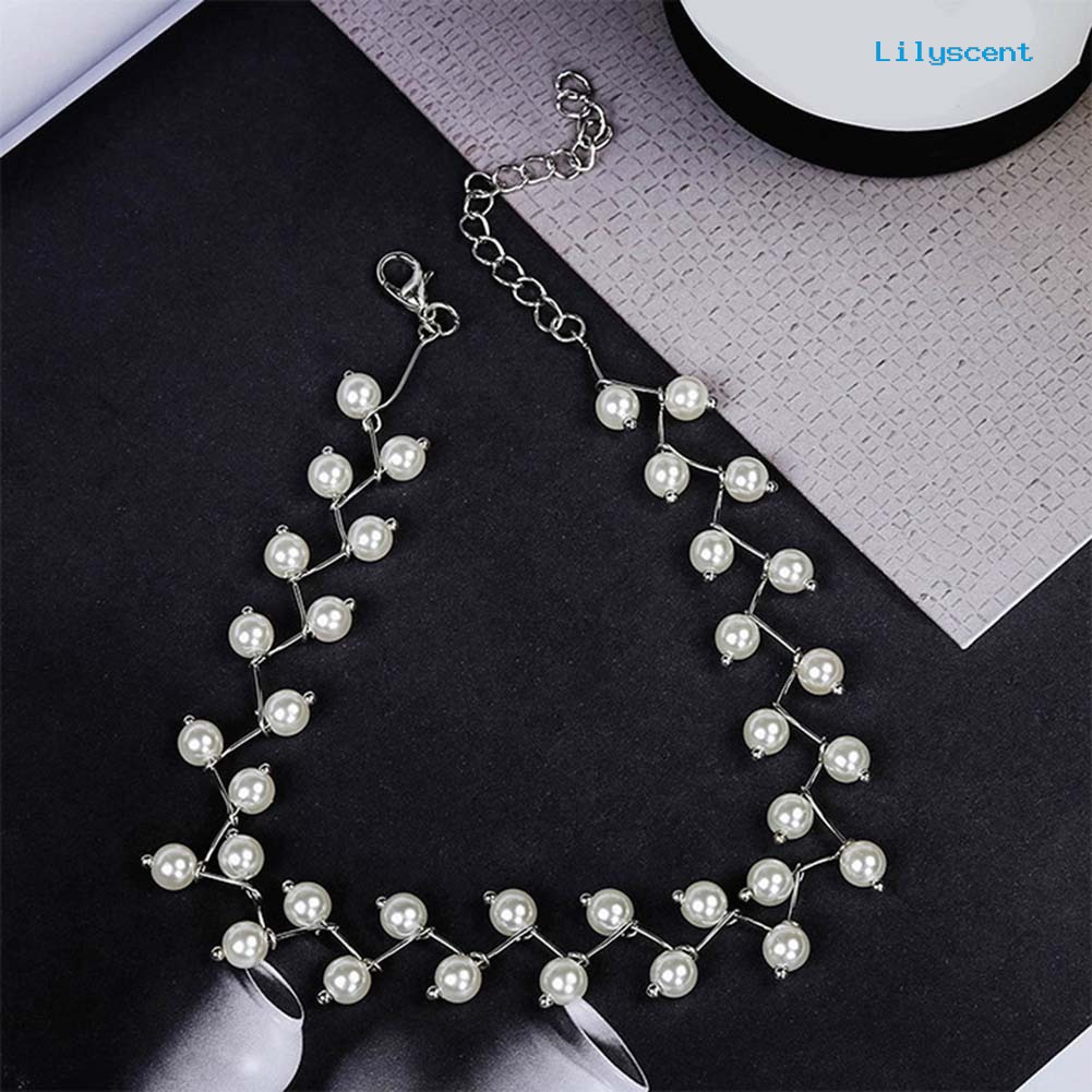 Ls Fashion Wanita Bercabang Mutiara Imitasi Manik-Manik Choker Kalung Pesta Perhiasan Hadiah