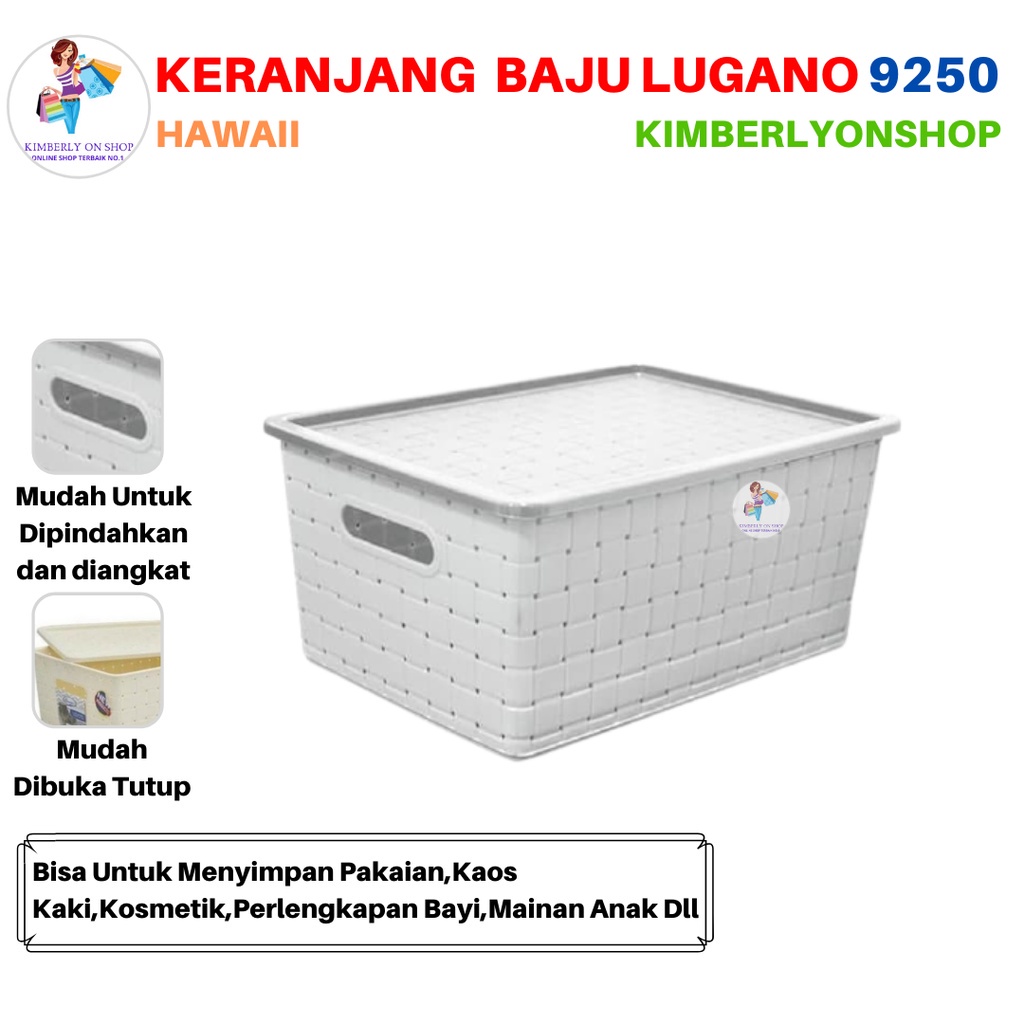 Keranjang Pakaian Serbaguna Lugano + Tutup Plastik S 9250 Hawaii