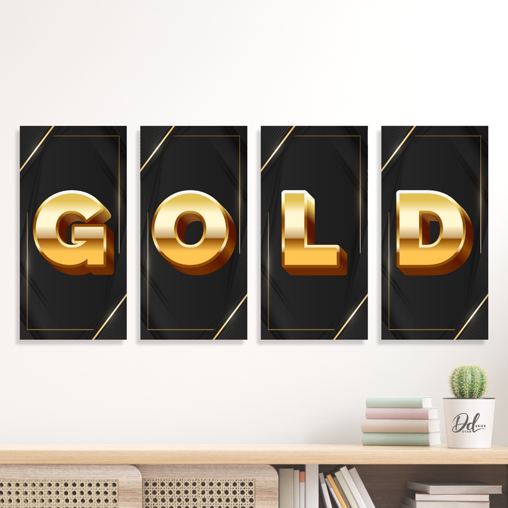 POSTER DINDING BEBAS CUSTOM NAMA ABJAD 15CM X 30CM GOLDBLACK MODERN PAJANGAN UNIK SHABBY CHIC