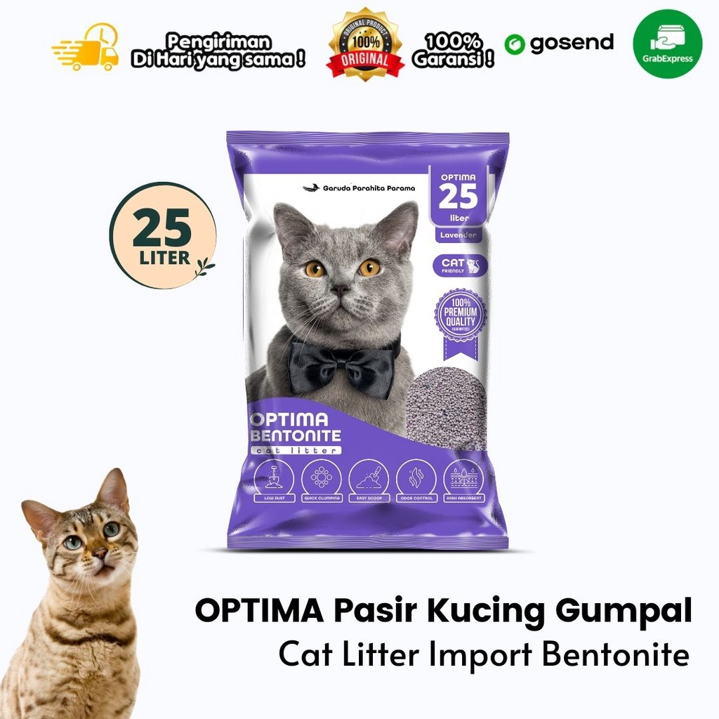 Pasir Kucing Gumpal Wangi OPTIMA Cat Litter Premium Lavender 25 LITER