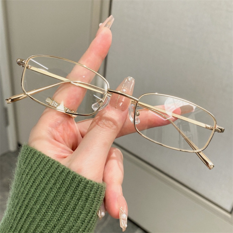 Roselife Cool Boy Aesthetic Narrow Rectangle Frame Eyeglasses Untuk Wanita Pria Unisex Ins Trendy Beauty Eyewear Face Lifting Glasses OOTD Ornaments