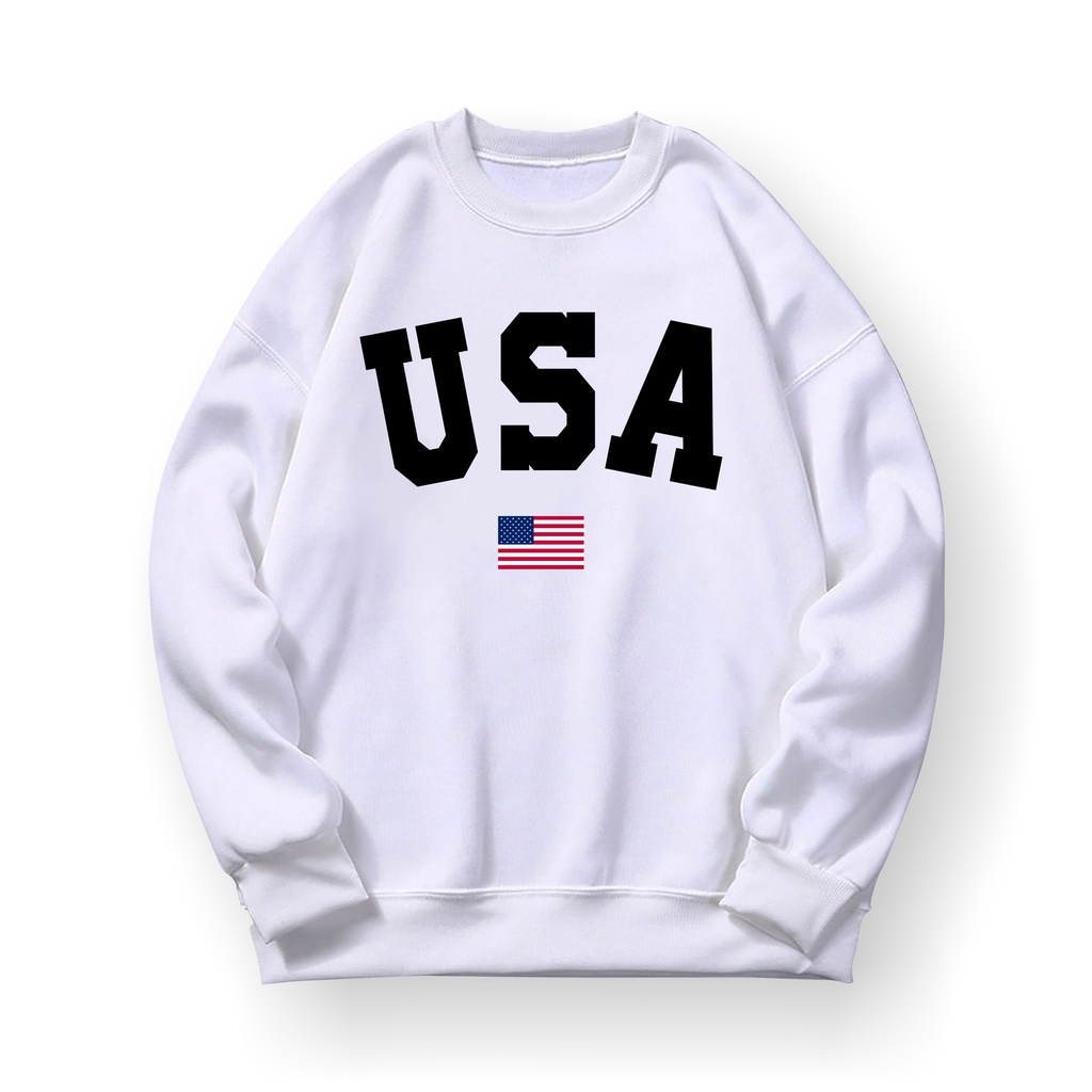 Sweatshirt Basic U S A II Sweater Crewneck Print DTF II Size M - XL Anak &amp; Dewasa ( Pria &amp; Wanita )