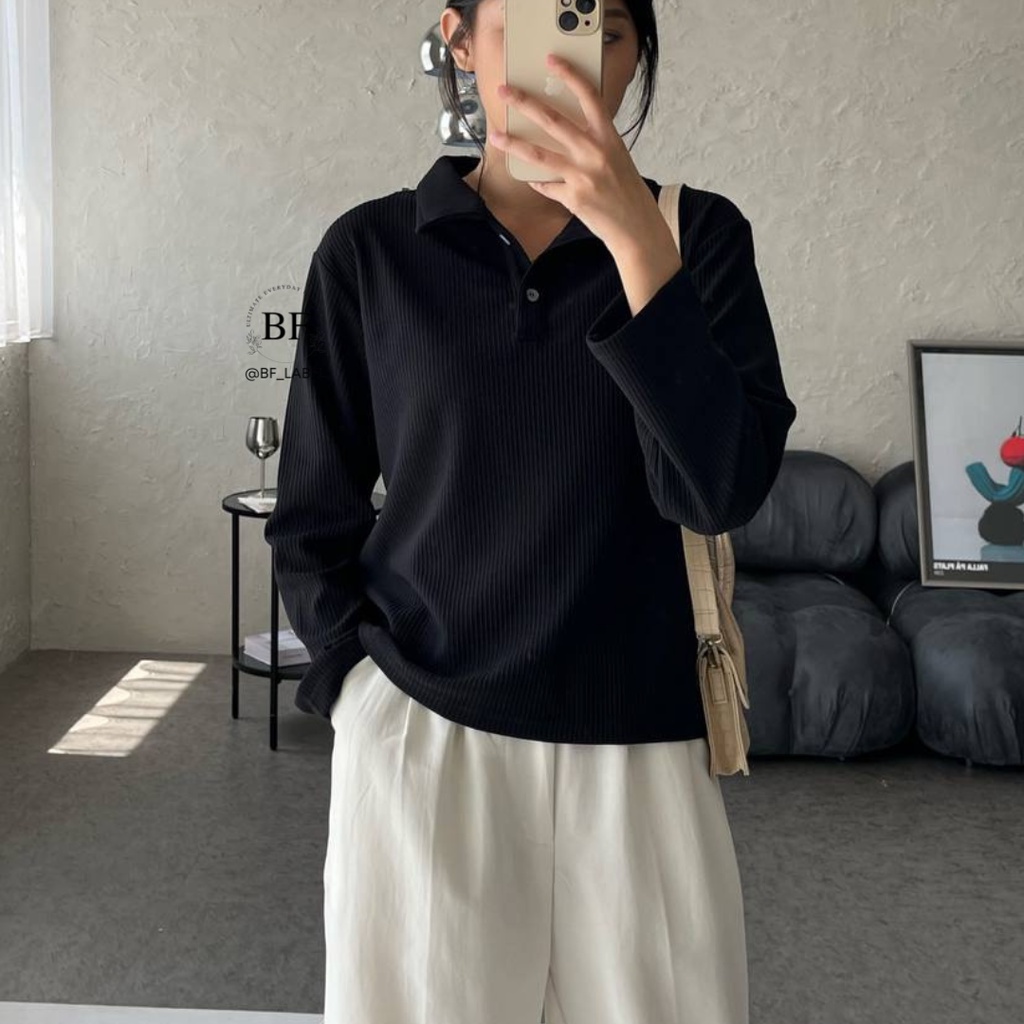 Florance Top 315 | Kaos Polo Knit | Long Sleeve Shirt | Kaos Polos Wanita by@bf_label